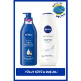 NIVEA Creme Soft Duş Jeli 500ml ve Yoğun Besleyici Nemlendirici Vücut Sütü 400ml, Banyo Lifi Hediyeli