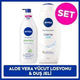 Nivea Creme Soft Duş Jeli 750 ml ve Aloe Vera Vücut Losyonu 400ML Derinlemesine Nemlendirici Etki