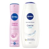 NIVEA Creme Soft Kremsi Dokunuş Banyo ve Duş Jeli 500 ml + NIVEA Kadın Sprey Deodorant Pearl&Beauty 150 ml