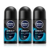 Nivea Deep Aktif Karbon Beat 72 Saat 3x50 ml Erkek Roll-On Deodorant