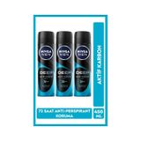 NIVEA Deep Beat Aktif Karbon Erkek Sprey Deodorant 3 x 150 ML