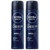 Nivea Deep Dimension Antiperspirant Ter Önleyici Leke Yapmayan 2x150 ml Erkek Sprey Deodorant