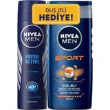 Nivea Deo Sprey Fresh Active For Men 150 Ml + Dus Jeli 250 Ml
