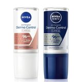 NIVEA Derma Control Clinical Kadın Roll-on deodorant 50 ml,96 saat koruma X2 + NIVEA MEN Erkek Roll-on deodorant Derma Control Clinical 50 ml, Ter Kokusuna Karşı 96 saat koruma,DermaDry ile Kuruluk