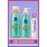 Nivea Derma Skin Clear 7 Günde Karşıtı Tonik, Yüz Temizleme Jeli ve Berry Renkli Dudak Parlatıcı