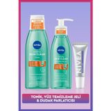 Nivea Derma Skin Clear 7 Günde Sivilce Karşıtı Tonik, Yüz Temizleme Jeli ve Glowy Lips Dudak Parlatıcısı