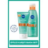 NIVEA Derma Skin Clear Karşıtı Cilt Bakım Seti, Yüz Temizleyici Peeling 150ml ve Tonik 200ml, Niasinamid