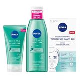 NIVEA Derma Skin Clear Sivilce Karşıtı Peeling 150ml, Tonik 200ml, T-Bölgesi & Siyah Nokta Temizleyici Bant 4 Adet