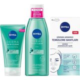 Nivea Derma Skin Clear Sivilce Karşıtı Peeling 150ml,Tonik 200ml, T-Bölgesi & Siyah Nokta Temizleyici Bant