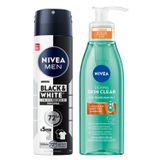 NIVEA Derma Skin Clear Sivilce Karşıtı Yüz Temizleme Jeli 150ml, Erkek Sprey Deodorant Black&White 150ml,Bakım Seti