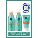 Nivea Derma Skin Clear Sivilce Karşıtı Yüz Temizleme Jeli 150ml, Tonik 200ml, Peeling 150ml, Pamuk Hediye