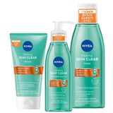 NIVEA Derma Skin Clear Sivilce Karşıtı Yüz Temizleme Jeli 150ml, Tonik 200ml, Peeling 150ml, Yağlı Ciltler, Nisaniamid, Salisilik Asit, BHA, Gözenek Temizleyici, Siyah Nokta
