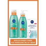 NIVEA Derma Skin Clear Sivilce Karşıtı Yüz Temizleme Jeli 150ml, Tonik 200ml, T-Bölgesi Burun Bandı