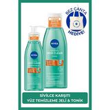 Nivea Derma Skin Clear Sivilce Karşıtı Yüz Temizleme Jeli 150ml ve Nemlendirici Tonik 200ml, Yağlı C