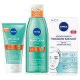 NIVEA Derma Skin Clear Sivilce Karşıtı Yüz Temizleyici Peeling 150ml + Tonik 200ml + Burun T-Bant 4 Adet
