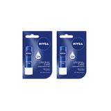 NIVEA Dudak Bakım Kremi Original Care, 12 Saat Koruma, Shea Yağı ve Pantenol, 2 Adet