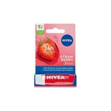 Nivea Dudak Bakım Kremi ve Dudak Parlatıcı 4.8gr, Çilek Kokusu, 24 Saat Nemlendirici, Hafif Kırmızı Işıltı - standart