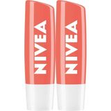 Nivea Dudak Bakım Kremi ve Dudak Parlatıcısı, Şeftali Kokusu, 24 Saat Nemlendirme, Işıltılı, 4.8 gr x 2 Adet