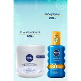 Nivea El ve Vücut Nemlendirici Bakım Kremi 400 ml ve Güneş Spreyi 200 ml Koruma&ferahlık 30