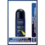 Nivea Erkek Roll-on Deodorant Deep Extreme 50ml, 72 Saat Anti-perspirant Ter Koruma, Yeni Enerjik Koku