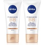 NIVEA Essentials 5'i 1 Arada BB Krem, 24 Saat Nemlendirme+Doğal Jojoba Yağı Özü +Açık Cilt Tonu 50 ml, SPF 15 Güneş Koruması (2 paketi)