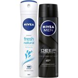 Nivea Fresh Kadın Deodorant Sprey 150 Ml+Deep Dimension Erkek Deodorant Sprey 150 ml