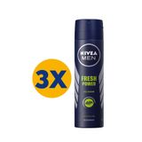 Nivea Fresh Power Pudrasız Erkek Sprey Deodorant 150 ml x 3