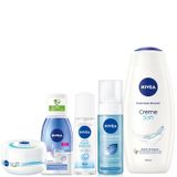 NIVEA Gelin Çeyiz Seti, Duş Jeli 500ml, Yüz Yıkama Köpüğü, Deodorant, Göz Makyaj Temizleyici, Soft Krem
