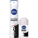 Nivea Invisible Black White Clear 150 ml Kadın Sprey Deodorant + Black White 25 ml Kadın Roll-On