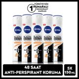 Nivea Invisible Black White Güçlü Etki Erkek 5x150 ml Sprey Deodorant