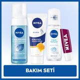 NIVEA Kadın 75 ml Pump Deodorant, 150 ml Yüz Temizleme Köpüğü, Nemlendirici Krem ve Böğürtlen Dudak Kremi