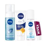 Nıvea Kadın Pump Deodorant Fresh Natural 75Ml, Canlandırıcı Yüz Temizleme Köpüğü 150Ml, Koruyucu Balmumu El Kremi 75Ml, Böğürtlen Dudak B