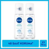 Nivea Kadın Pump Sprey Deodorant 75ml, 48 Saat Ter Koruması, Uzun Süren Ferahlık, Okyanus Özleri, X2 Adet - 75 ml