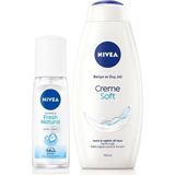 Nivea Kadın Pump Sprey Deodorant Fresh Natural 75ML ve Creme Soft Nemlendirici Duş Jeli 750ML - 75 ml
