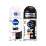 NIVEA Kadın Roll On Deodorant Black & White Invisible Clear 48 Saat Anti-Perspirant Koruma (50 ml) ve NIVEA Men Erkek Roll On Deodorant Black&White Invisible, 50 ml