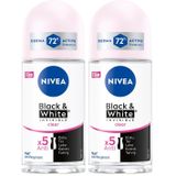 NIVEA Kadın Roll On Deodorant Black & White Invisible Clear 72 Saat Anti-Perspirant Koruma (50 ml) (2 paketi)