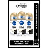 NIVEA Kadın Roll-on Deodorant Black&white 50ml, Ter Kokusuna Karşı 72 Saat Koruma, X3 Adet