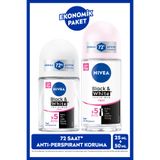 NIVEA Kadın Roll-on Deodorant Black&White Invisible Clear 50ml ve Mini Roll-on 25ml,Anti-perspirant Koruma
