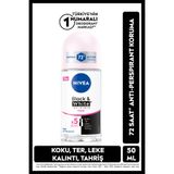 NIVEA Kadın Roll-on Deodorant Black&White Invisible Clear 50ml,72 Saat Anti-perspirant Ter Koruma,Alkolsüz