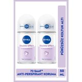 NIVEA Kadın Roll-on Deodorant Double Effect 50ml, 72 Saat Anti-perspirant Ter Koruması, X2 Adet
