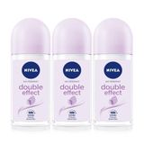 NIVEA Kadın Roll-on Deodorant Double Effect 50ml, Ter Kokusuna Karşı 48 Saat Koruma, X3 Adet P10848