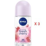 NIVEA Kadın Roll On Deodorant Fresh Cherry 48 Saat Koruma 50mlx3 P07279