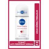 NIVEA Kadın Roll-on Deodorant Fresh Cherry 50ml, 72 Saat Anti-perspirant Koruma, Uzun Süreli Ferahlık