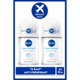 NIVEA Kadın Roll-on Deodorant Fresh Natural 25ml, 72 Saat Anti-perspirant Koruma, Seyahat Boyu, Alkolsüz