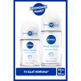 NIVEA Kadın Roll-on Deodorant Fresh Natural 50 ml ve 25 ml,72 Saat Antiperspirant Koruma,Ekonomik Boy