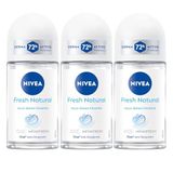 NIVEA Kadın Roll-On Deodorant Fresh Natural 50 ml,72 Saat Anti-perspirant Koruma, Eşsiz Fresh Koku,x3 Adet