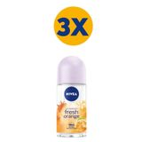 NIVEA Kadın Roll-on Deodorant Fresh Orange 50ml, 48 Saat Anti-perspirant Koruma, Portakal Kokusu, X3 Adet P07277