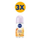 NIVEA Kadın Roll-on Deodorant Fresh Orange 50ml, 48 Saat Anti-perspirant Koruma, Portakal Kokusu, X3 Adet
