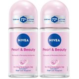 NIVEA Kadın Roll on Deodorant Pearl&Beauty 50 ml,72 Saat Terlemeye Karşı Anti Perspirant Koruma,Çiçeksi Pudra Kokusu,Yumuşak Koltuk Altı,Avokado Yağı,İnci Özleri, Etil Alkol İçermez (2 paketi)