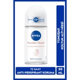 NIVEA Kadın Roll-on Deodorant Powder Touch 50ml, 72 Saat Anti-perspirant Koruma, Yumuşak Koltuk Altı Hissi